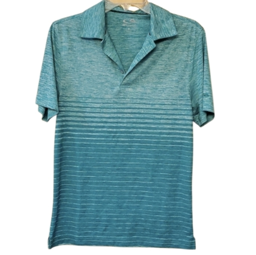 C9 Champion Slick Athletic Mens Green Polo With Gradiant Stripes Size Small